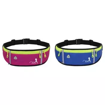 LF# Running Waist Bag Reflective Mobile Phone Bag 3 Pockets Sport Fanny Pack (Pi
