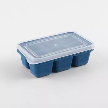 LF# Silicone Square Ice Mold with Lid DIY Ice Tray Mould Accessory (Blue)