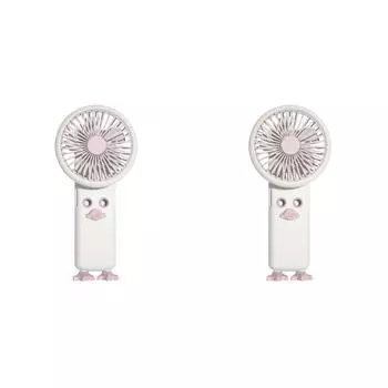 LF# USB Charging Cute Duck Portable Handheld Mist Fan for Home Office (Pink)