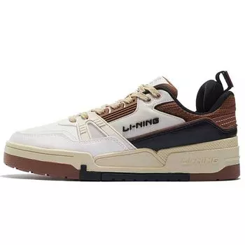 Li Ning 001 Btc низкие кроссовки для скейтбординга мужские белые коричневые AGCS103-5 40