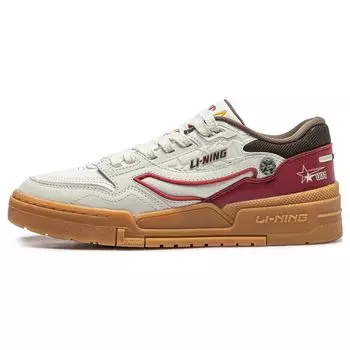 Li Ning 001 Btc Premium Удобные Универсальные Амортизирующие Нескользящие Износостойкие Низкие Повседневные Туфли Мужские Кроссовки Белые Красные AGCT495-1 41