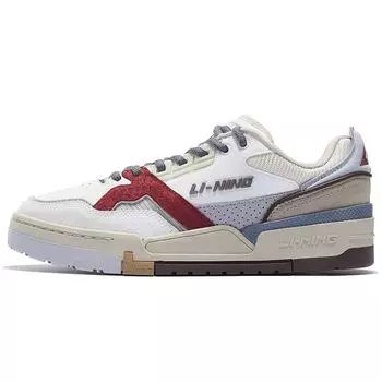 Li Ning 001 кожаные нескользящие амортизирующие износостойкие низкие кроссовки мужские кроссовки белые серые красные AZGS091-3 43