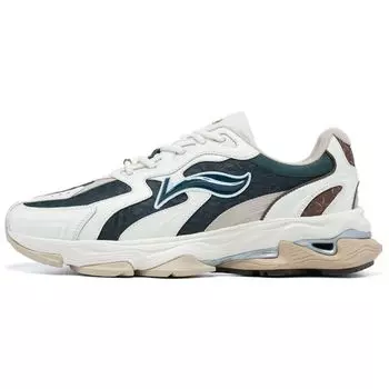 Li-Ning 1990 Lava Lightweight High Resilience Non-Slip Wear-Resistant Low-Top Sports Casual Shoes Men sneaker Off-White Pine-Green ALJT001-1 40