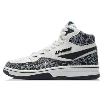 Li Ning 937 Deluxe Hi Shock Absorbing износостойкие высокие ретро баскетбольные кроссовки мужские кроссовки черные AGBR079-3 41