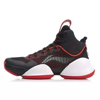 Li-Ning Air Strike 5 нескользящие износостойкие баскетбольные кроссовки среднего размера мужские кроссовки черные красные ABAN045-4 47