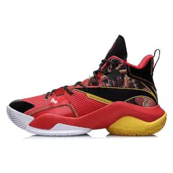 Li-Ning Air Strike 7 V2 амортизирующие противоскользящие прочные поддерживающие высокие баскетбольные кроссовки мужские кроссовки красные черные ABPR009-3 41