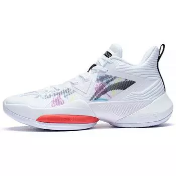 Li-Ning Air Strike Series амортизирующие нескользящие износостойкие баскетбольные кроссовки средней высоты мужские кроссовки белые красные черные ABPS073-3 46