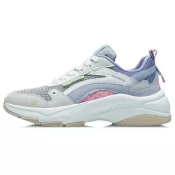 Li-Ning Амортизирующие нескользящие прочные низкие повседневные туфли женские кроссовки серо-белые AGCR326-3 35