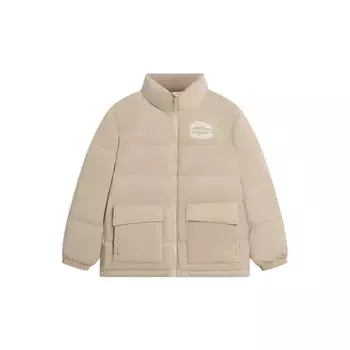 Li Ning Anti-Five Series Letter Print Short Free Zip Stand Wool Jacket Men Jacket Milk-Brown AYMS111-2 XXL