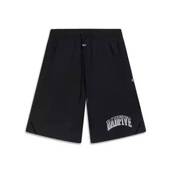 Li-Ning Спортивные шорты Anti-Wu Series с буквенным принтом и шнурком, мужские штаны, черные AKST511-6 L