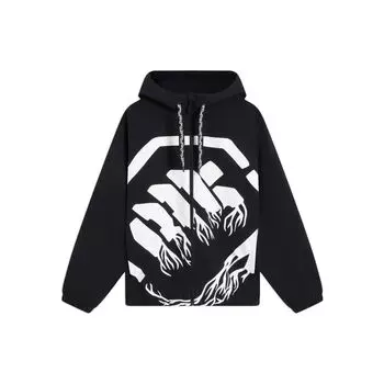 Li-Ning Bad Five Collection, приталенная спортивная куртка с капюшоном и абстрактным принтом на молнии, мужская куртка черного цвета AFDS569-4 S