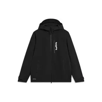 Li Ning Badfive Back Graphic Printed Спортивная куртка с капюшоном на молнии для мужчин, черные куртки AFDT671-3 M