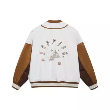 Li Ning Badfive Basketball Series Color Block Letter Sports Jacket Men Jacket Off-White AJMT299-1 M