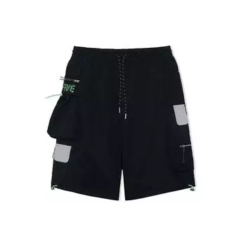Li Ning Badfive Chongqing City Лимитированная серия Туманный город Тренд Боковые Многокарманные Составные Спортивные Шорты Мужские шорты Черный AKSR729-1 L