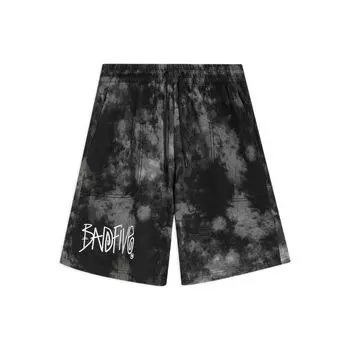 Li-Ning Badfive Шорты мужские повседневные свободного кроя с принтом букв и эффектом тай-дай, черные AKSS379-4 M