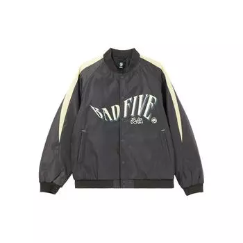 Li Ning Badfive Letter Splicing однобортная куртка мужская куртка графитово-серая AJMU017-4 M