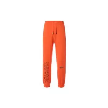 Li-Ning Badfive Long Youth Plus бархатные теплые свободные вязаные спортивные брюки с манжетами мужские штаны флуоресцентно-пламенно-оранжевые AKLRF27-6 M