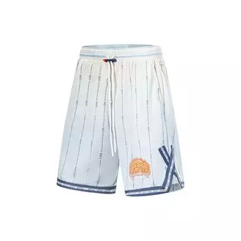 Li Ning Badfive Series Seven City Link Beijing Time Полосатые влагоотводящие быстросохнущие повседневные шорты мужские шорты Cloud-Blue Cream-White AAPT715-1 XXL