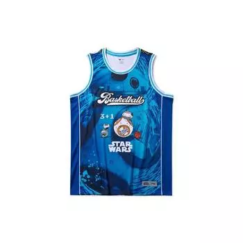 Li-Ning Баскетбольная майка Badfive Star Wars Print для мужчин, синяя AAYQ241-4 XL