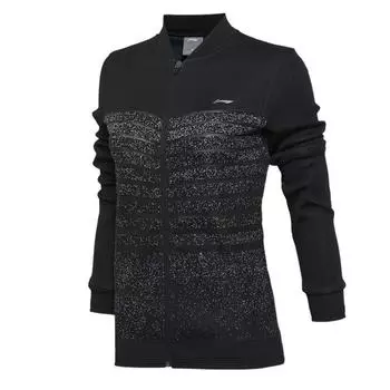 Li Ning Badminton Series Letter Logo Hoodie Stand воротник-стойка молния Женские толстовки с капюшоном Черный AWDM282-2 XL