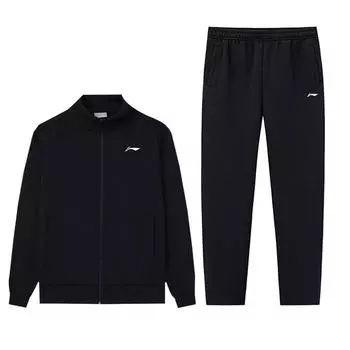 Li Ning Badminton Series Logo Collar Long Sleeve Elastic Belt Long Брюки Casual Sports Suit Unisex Suit Black AWEU035-1 L
