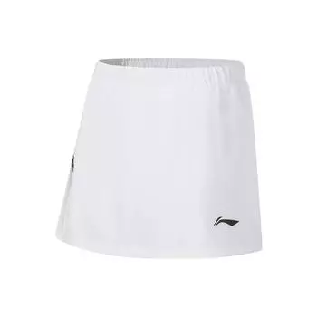 Li Ning Badminton Series однотонные быстросохнущие прохладные юбки-шорты женские плавки белые ASKT004-1 M
