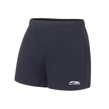 Li Ning Badminton Series однотонные прямые свободные повседневные шорты женские шорты черные AAPR078-3 S