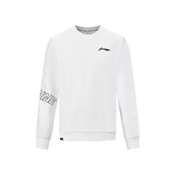 Li Ning Badminton Series Повседневный удобный свитер с круглым вырезом и логотипом с надписью, унисекс, белый AWDUB81-2 XL