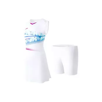 Li Ning Badminton Series Spliced Quick-Dry Cool Antibacterial Slim Fit Dress Set Women Dress Set Standard-White ASKU114-2 M
