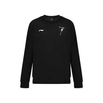 Li Ning Badminton Series Теплая стильная спортивная толстовка с круглым вырезом унисекс толстовка черная AWDUH99-1 S