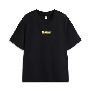 Li Ning Баскетбольная Серия Anti-Five Удобная Повседневная Простая Универсальная Футболка с Круглым Вырезом, Спущенным Плечом, Свободного Кроя, Дышащая, с Коротким Рукавом AHSV027-6 S