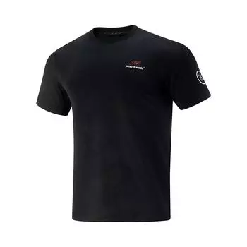 Li Ning Баскетбольная серия Письмо Круглый вырез Дышащая Универсальная Футболка с коротким рукавом Мужские топы Черный ATSV059-1 S