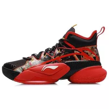 Li-Ning Баскетбольные кроссовки Air Strike 7 с амортизацией, противоскользящие, износостойкие, средней высоты, мужские баскетбольные кроссовки Flame-Red ABAR007-1 39