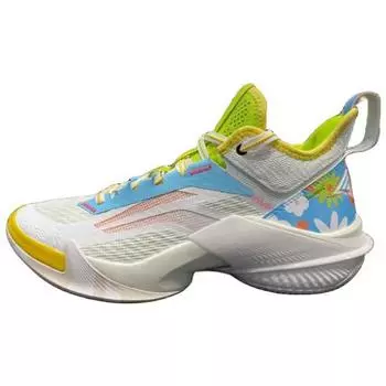 Li-Ning Баскетбольные кроссовки Air Strike 10 с амортизацией, поддержкой и устойчивостью, противоскользящие, низкие, мужские, белые, синие, ABAT089-2 44