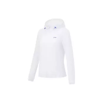 Li Ning Беговая серия однотонная с капюшоном Ice Feel спортивная защита от ультрафиолета солнцезащитная одежда женская спортивная одежда стандарт-белый AFDT416-1 L