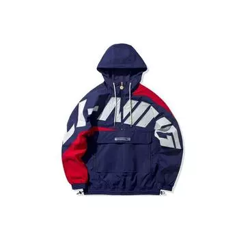 Мужские толстовки с капюшоном Li Ning Big Logo Half-Zip Loose с капюшоном синего цвета AFDQ025-3 S