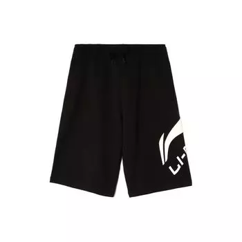 Li Ning Big Logo Sports Mid-Waits Casual Shorts Men Shorts Black AKSR551-1 L