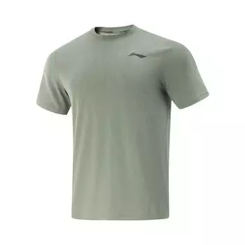 Li-Ning Breathable Solid Color Round Neck Casual Short Sleeve T-Shirt Men Tops Grass-Green ATSV369-5 M