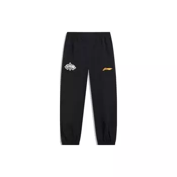Li-Ning CBA Профессиональная баскетбольная серия с вышитым логотипом и принтом, вязаные спортивные штаны, мужские штаны, черные AYKT603-1 L
