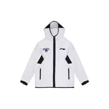 Li Ning CBA Series Nanjing Team Outdoor Casual Sports Jacket с капюшоном и длинным рукавом, мужские куртки белого цвета AWDTD41-2 M