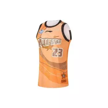 Li Ning Cba Series Shalamu с буквенным и цифровым принтом, пуловер с круглым вырезом, баскетбольный трикотаж, мужской трикотаж, солнечный свет, оранжевый AAYU255-1 XL