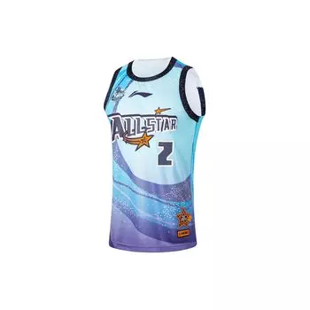 Li Ning Cba Series Xu Jie, пуловер с буквенным и цифровым принтом, пуловер с круглым вырезом, баскетбольный трикотаж, мужской трикотаж, волнистый синий AAYU249-1 3XL