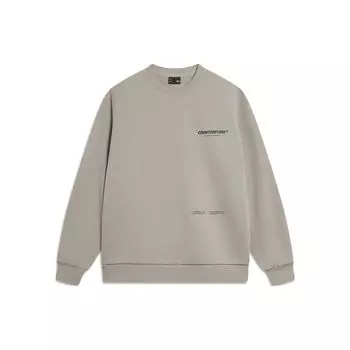 Li-Ning CF Adventure Series Bold Fun Wild Letter Print Sports Fleece Pullover Sweatshirt Unisex sweatshirt Stone-Grey AWDTB05-6 3XL