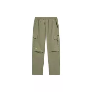 Li Ning CF Adventure Series Fun Wild однотонные прямые свободные трикотажные спортивные брюки унисекс оливково-зеленые AYKT825-2 S