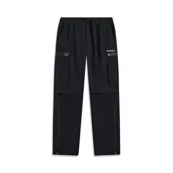 Li-Ning CF Серия Adventure Однотонные Брюки с Большим Карманом Водоотталкивающие Свободные Прямого Кроя Вязаные Спортивные Брюки Мужские брюки AYKT827-1 M