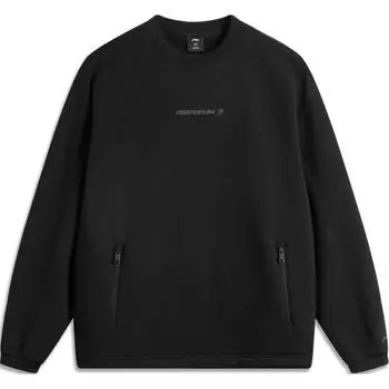 Li Ning CF Suo Letter Круглый вырез Длинный рукав Флис Теплый свитшот Мужской свитшот Черный AWDU957-4 S