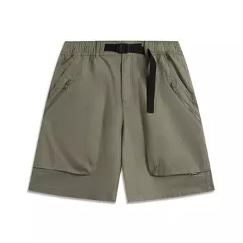 Li Ning CF Suo Однотонные Универсальные Шорты Карго с Множеством Карманов на Шнуровке Повседневные Мужские шорты Чайно-Зеленый AKSV221-2 M