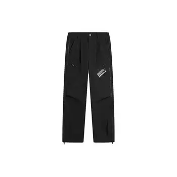 Li-Ning CF Surging Series Casual Solid Color Zipper Straight Loose Knit Sports Pants Men низ Black AYKU617-2 M