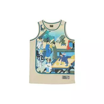 Li-Ning Changan Молодежный свободный баскетбольный жилет с принтом, мужские топы, желтый, серый AAYQ513-2 L