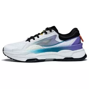 Li Ning Chao Yue 7 амортизирующие нескользящие износостойкие дышащие низкие повседневные туфли мужские кроссовки белые фиолетовые AGLT091-5 44